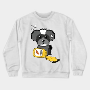 Cute Schnauzer Spilled a jar of mustard sauce Crewneck Sweatshirt